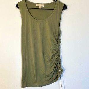 Micheal Kors Side Cinched Blouse Stretch Tank Top Army Green Women’s Summer Top